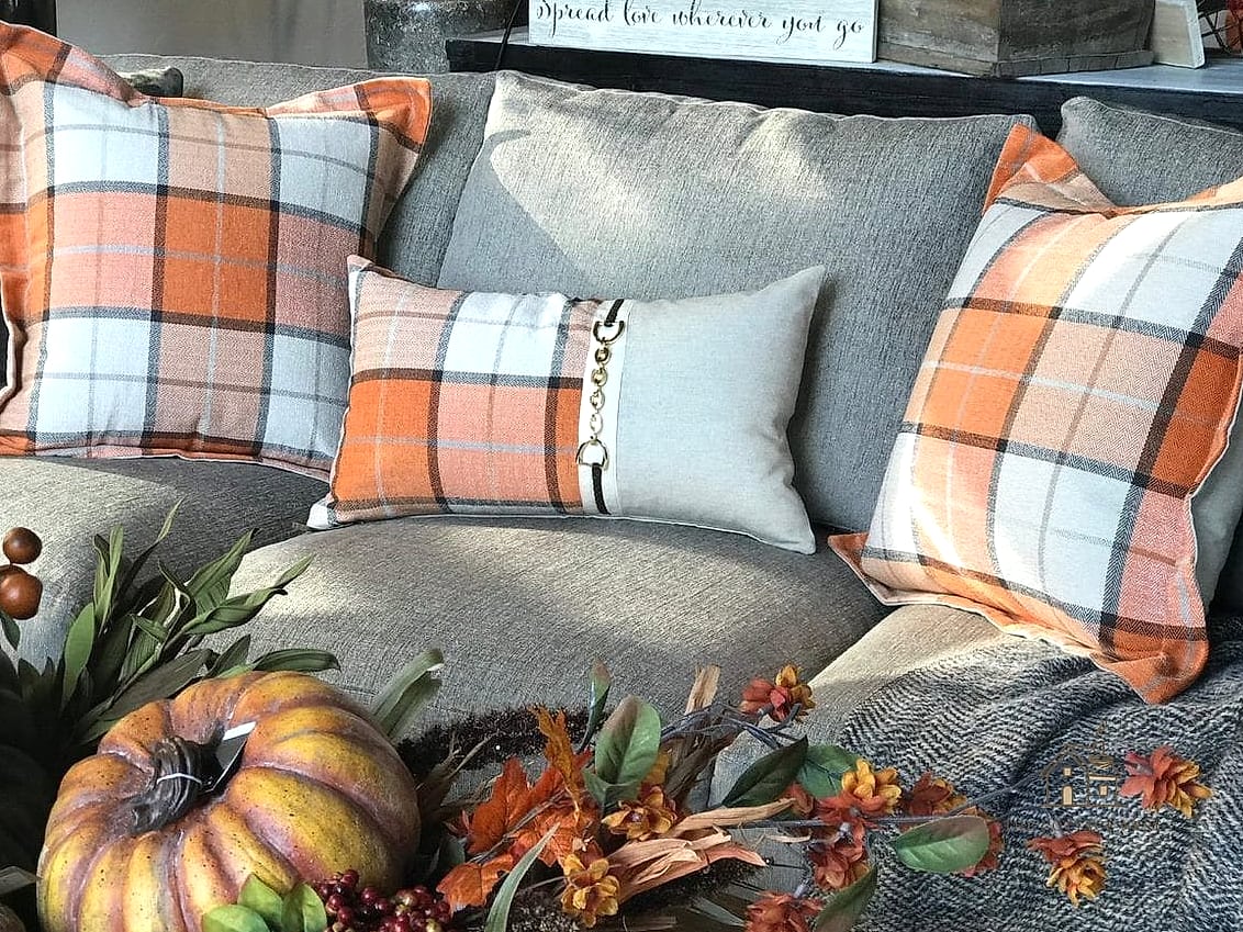 30 Dreamy Farmhouse Fall Decor Ideas to Try This Season 9 Plaid Throw Pillows
