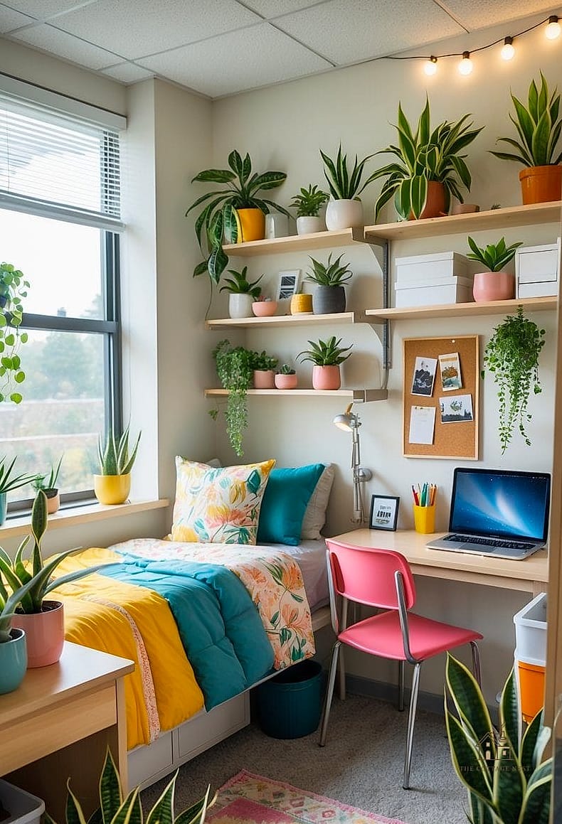 50 Amazing College Dorm Room Ideas on a Budget 32 Plants for Warmth and Air