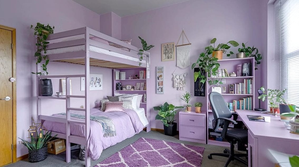40 Amazing Purple Dorm Room Ideas on a Budget 37 Plum-Colored Desk Chair Slipcover