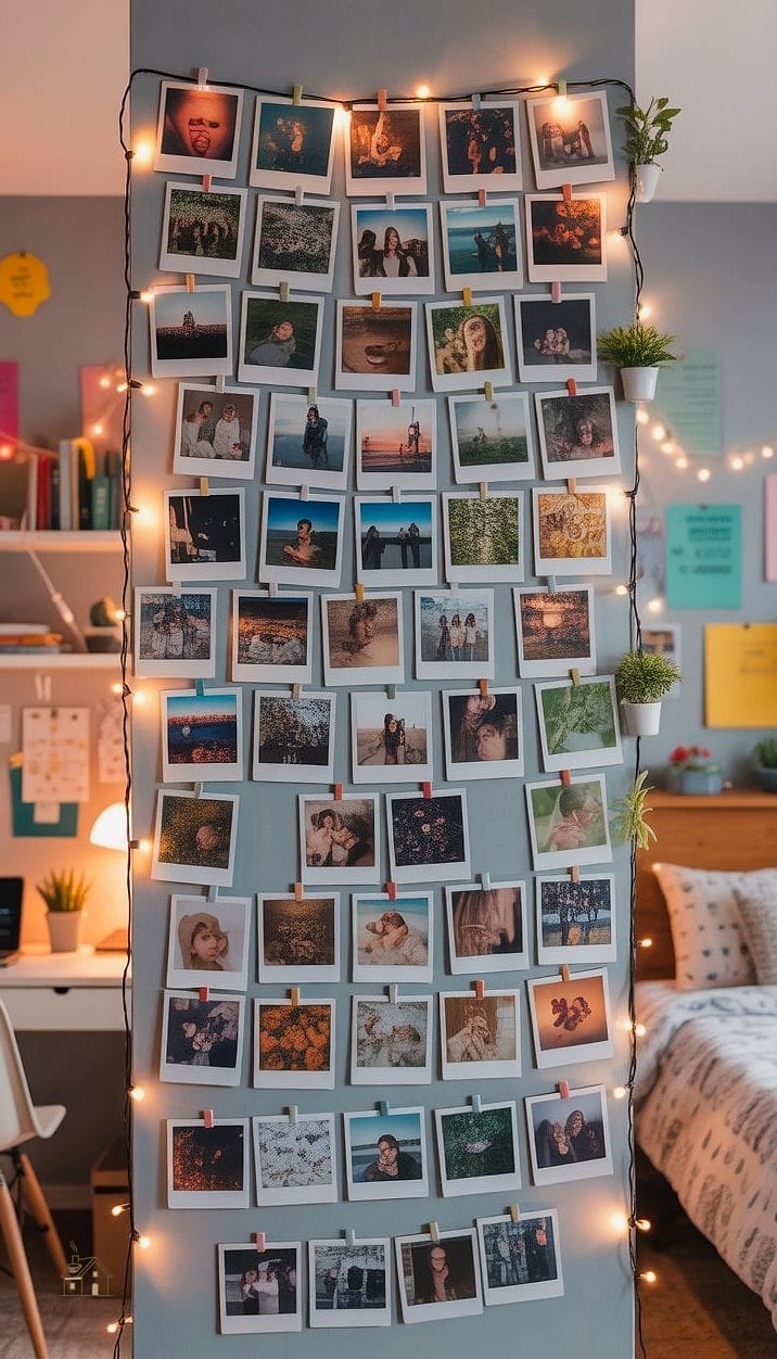 35 Brilliant Dorm Room Wall Decor to Copy Right Now 12 Polaroid Photo Wall
