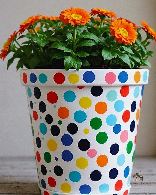 30 Amazing Flower Pots Painting Ideas on a Budget 6 Polka Dot Pots in Playful Colors