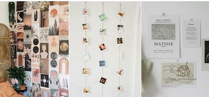 35 Brilliant Dorm Room Wall Decor to Copy Right Now 31 Postcard Collage Wall