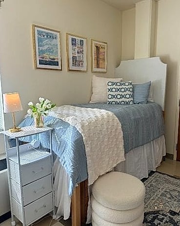20 Clever Blue Dorm Room Ideas for Every Style 3 Powder Blue for a Softer, Airier Feel