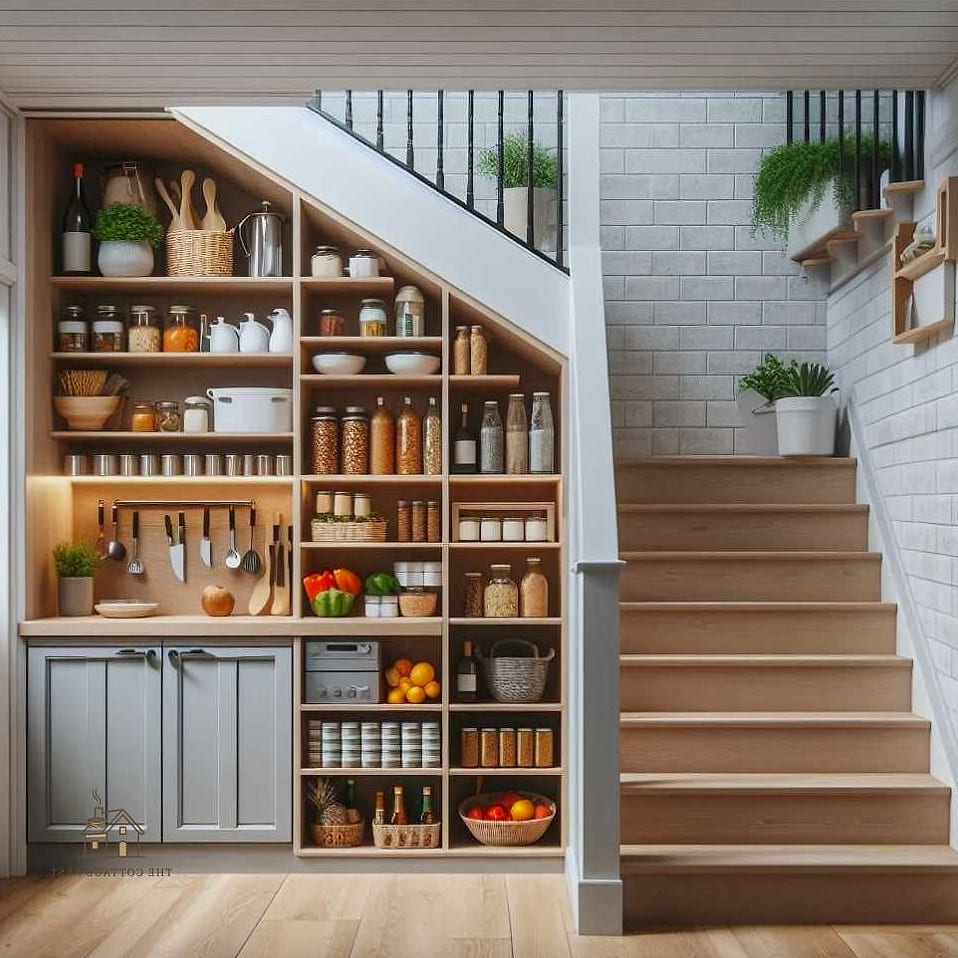 25 Gorgeous Under Stairs Ideas That Are Totally Doable 4 Pull-Out Pantry Storage