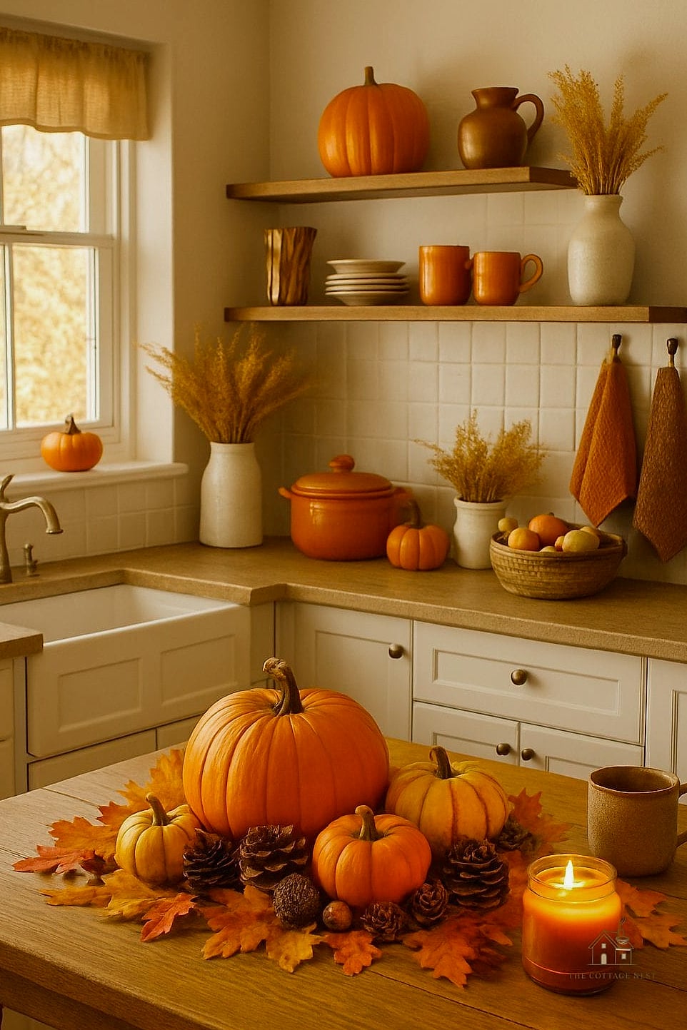 15 Brilliant Fall Kitchen Decor to Copy Right Now 8 Pumpkin Spice Candles in Ceramic Vessels