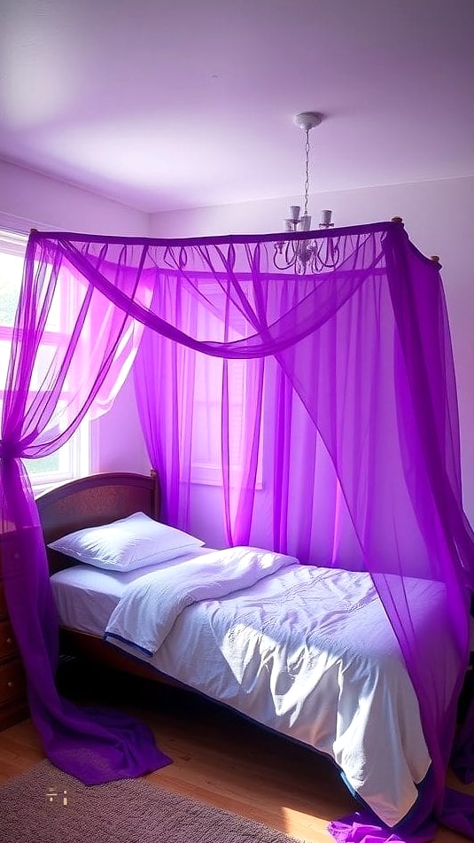 40 Amazing Purple Dorm Room Ideas on a Budget 24 Purple Ceiling Canopy Above the Bed