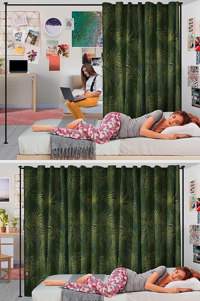 40 Amazing Purple Dorm Room Ideas on a Budget 34 Purple Fabric Room Divider