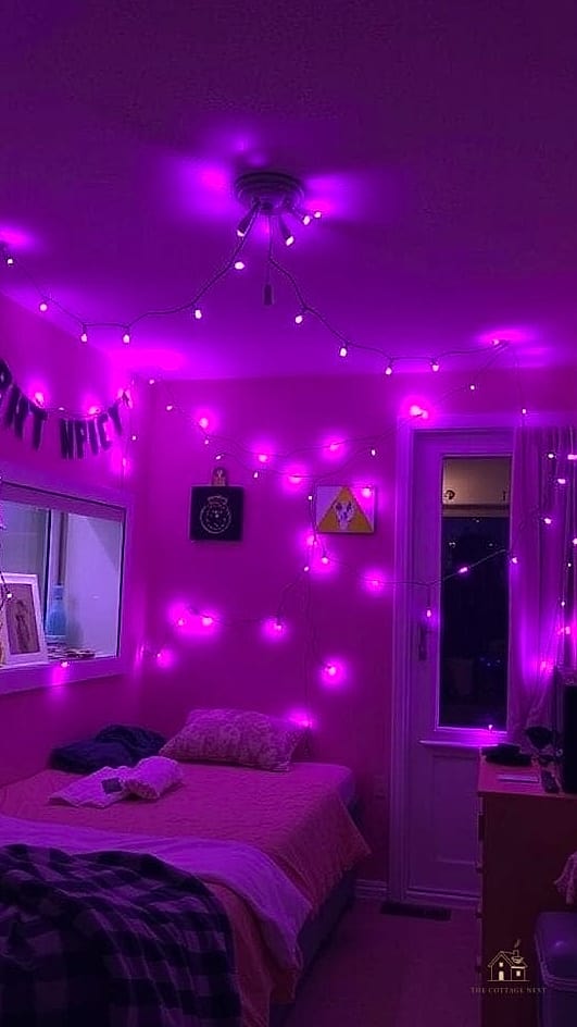 40 Amazing Purple Dorm Room Ideas on a Budget 12 Purple Fairy Lights in a Glass Jar