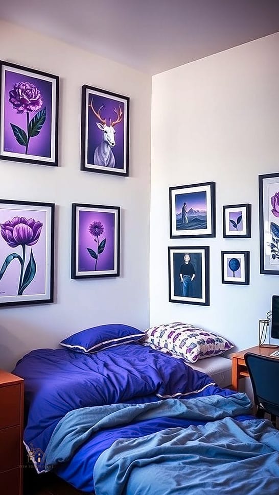 40 Amazing Purple Dorm Room Ideas on a Budget 36 Purple Gallery Frame with Pressed Flowers