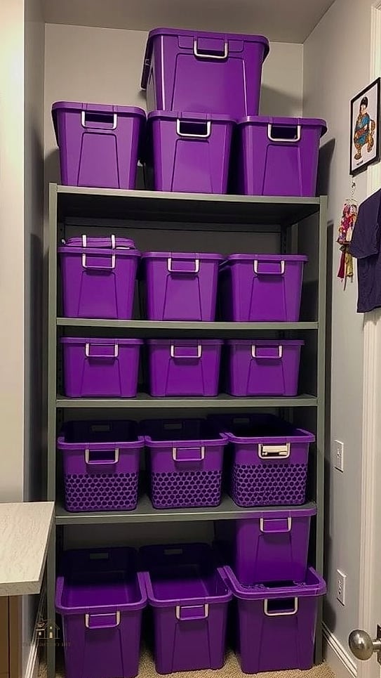 40 Amazing Purple Dorm Room Ideas on a Budget 20 Purple Storage Bins Under the Bed