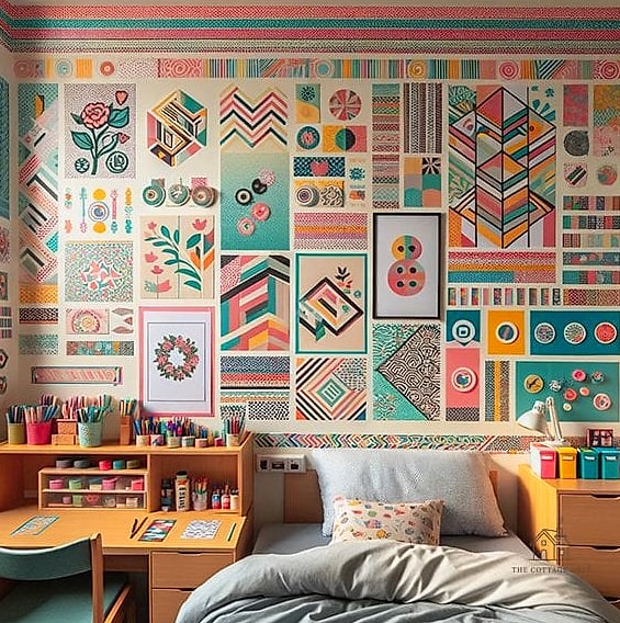 40 Amazing Purple Dorm Room Ideas on a Budget 14 Purple Washi Tape Wall Art