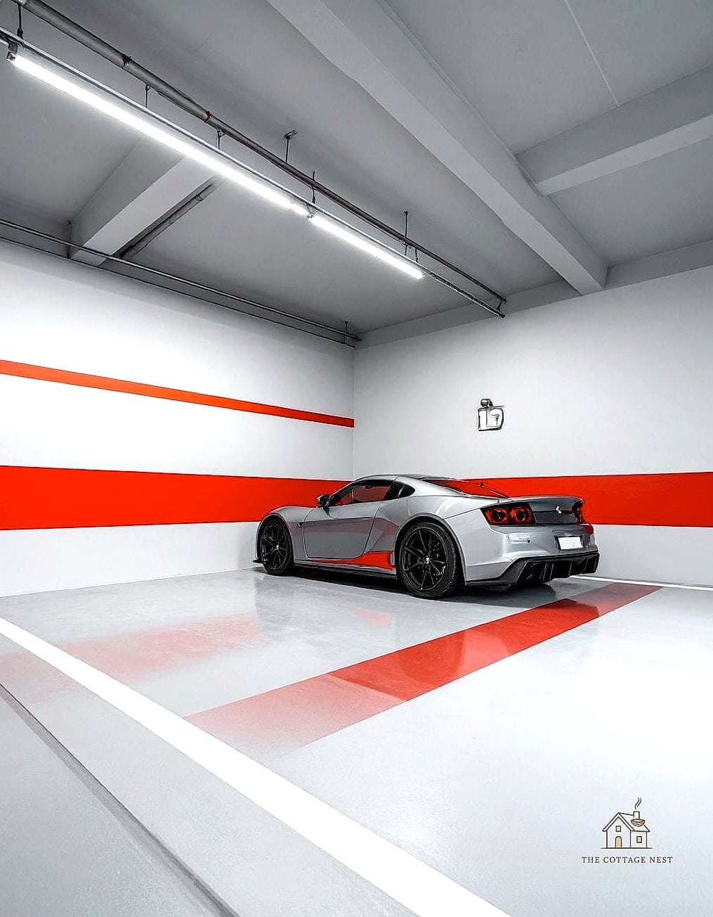 45 Chic Garage Painting Ideas for a Beautiful Home 18 Racing Stripe Accent Wall