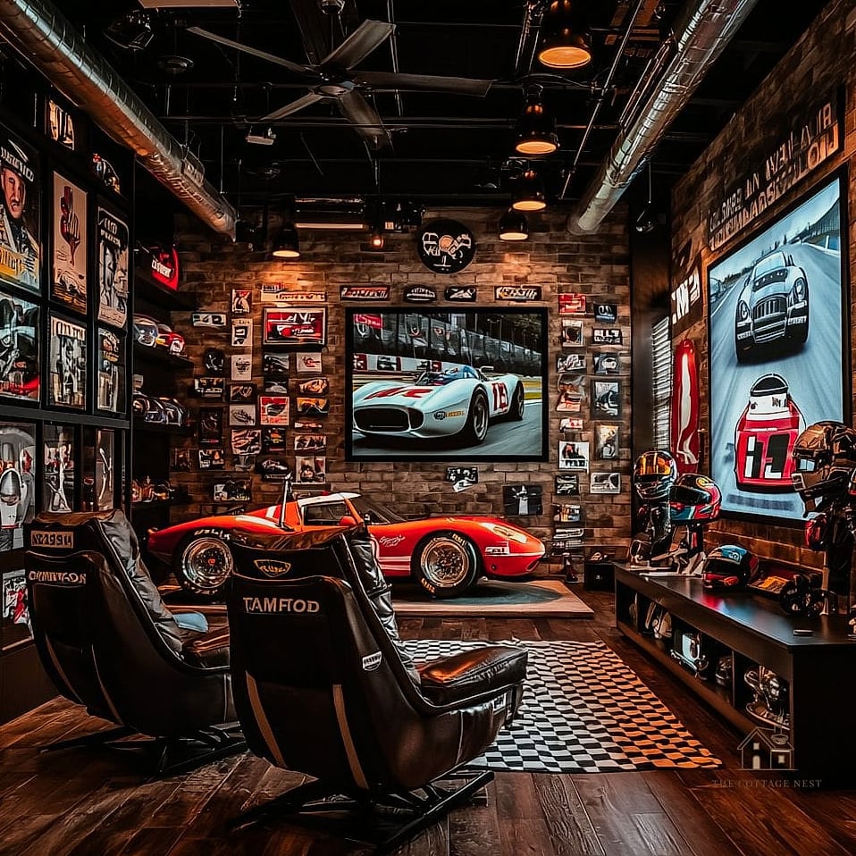 50 Clever Garage Man Cave Ideas for Every Style 25 Racing-Themed Decor