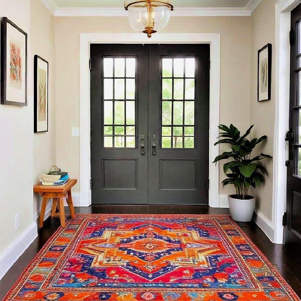 30 Clever Entryway Rug Ideas for Every Style 29 Rag Rug for a Casual, Handmade Feel
