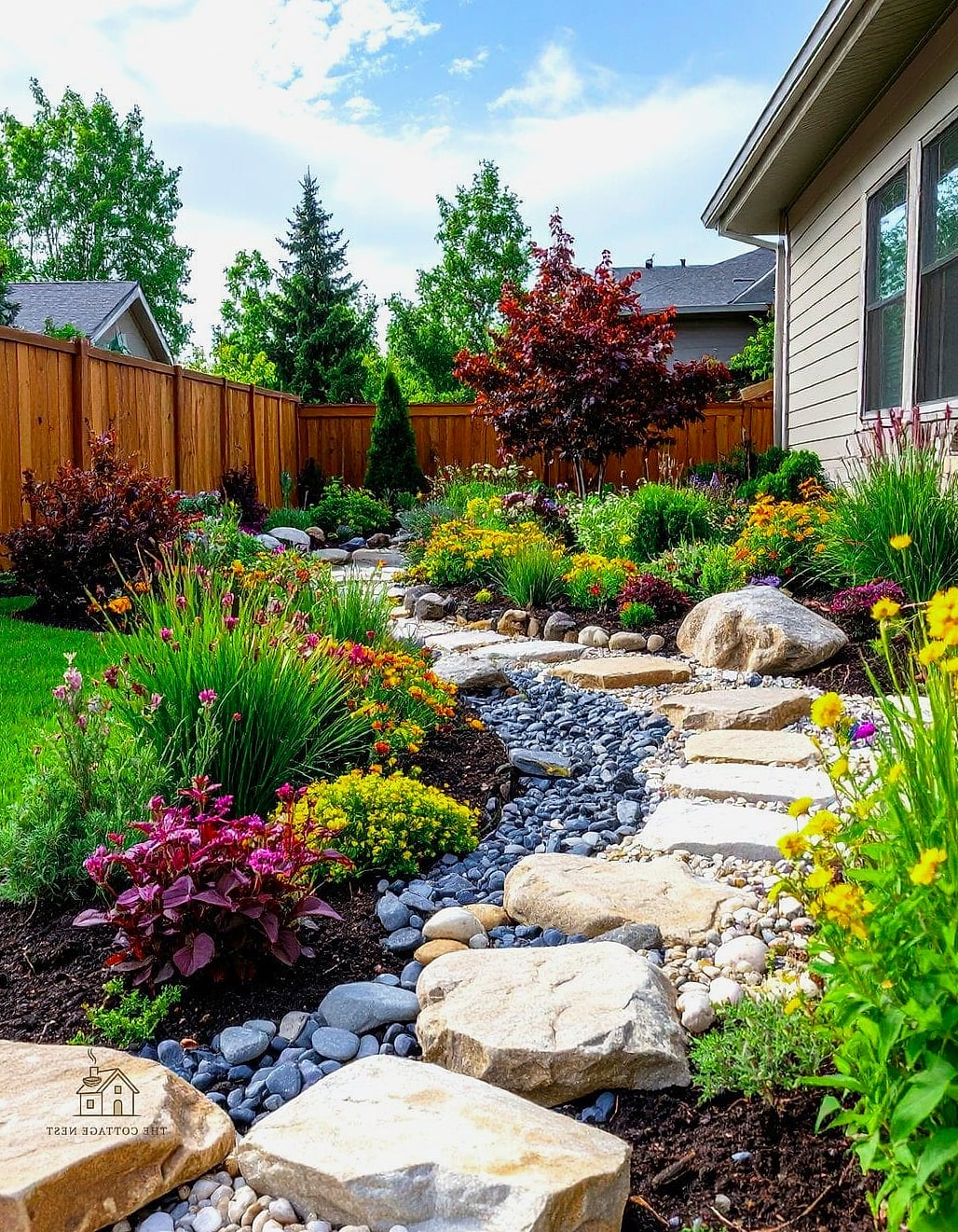 Rain Garden with Rock Accents