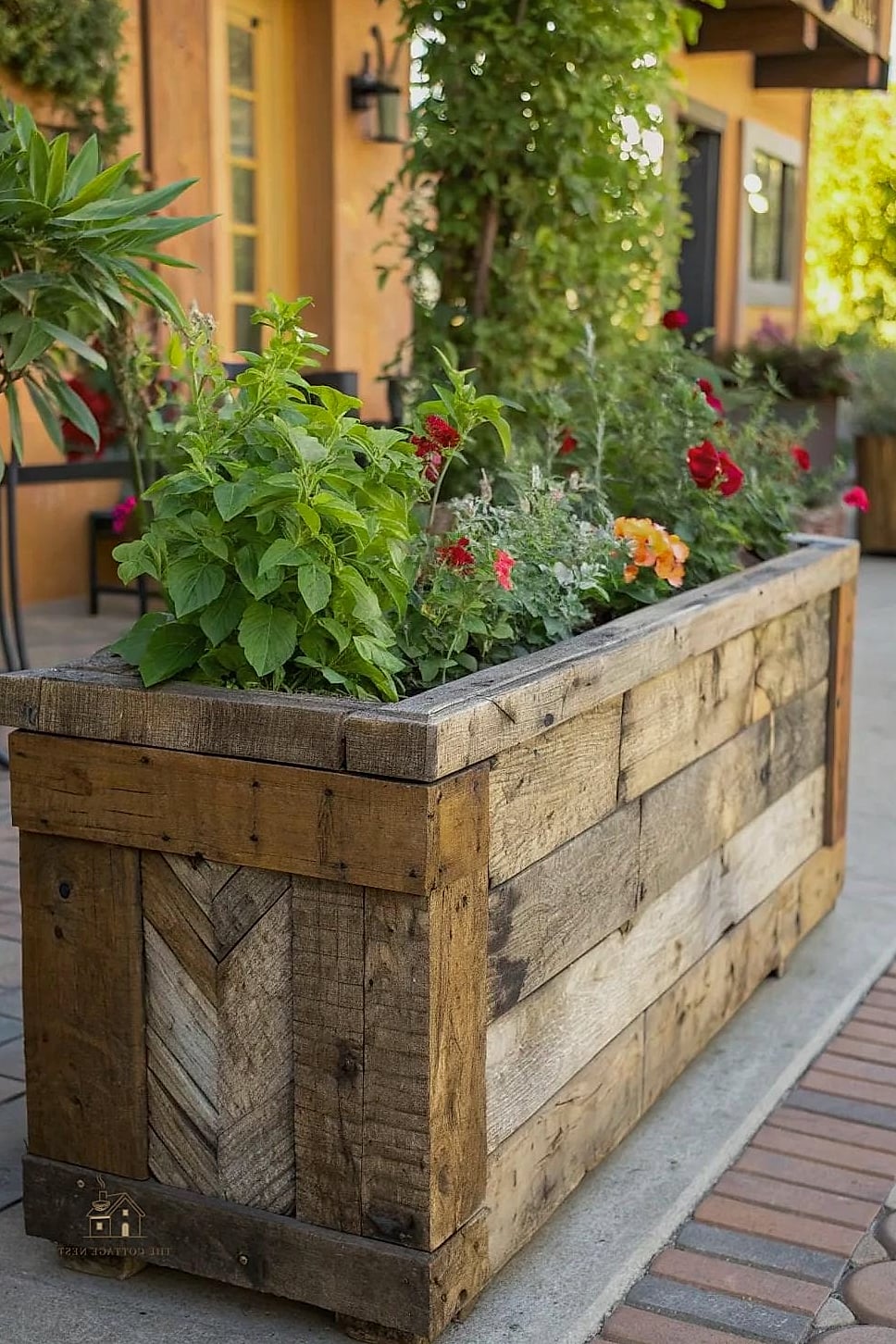 Reclaimed Wood Barrel Planters