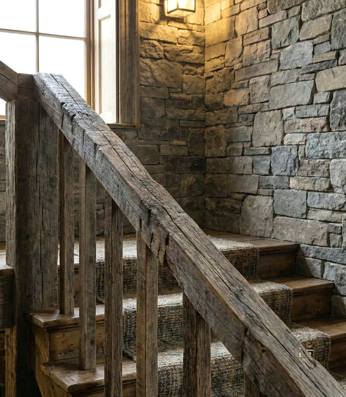 45 Stunning Stair Railing Ideas You'll Absolutely Love 17 Reclaimed Wood and Iron Combo