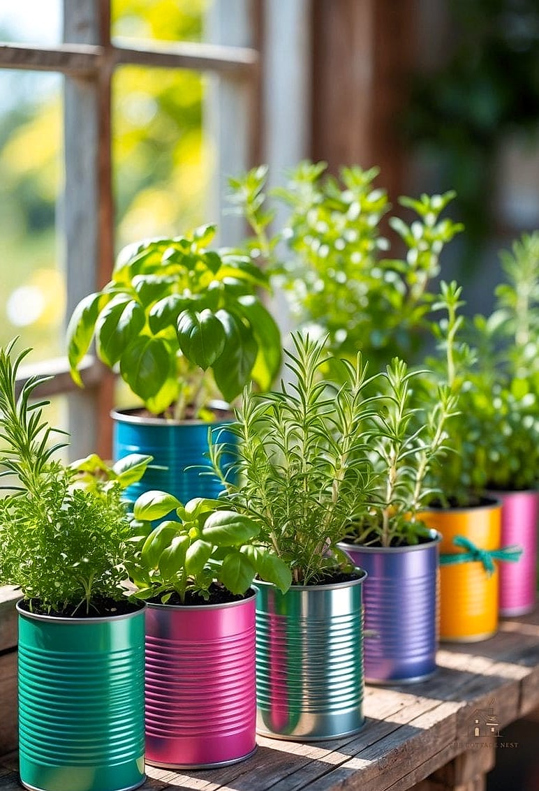 Recycled Tin Can Garden