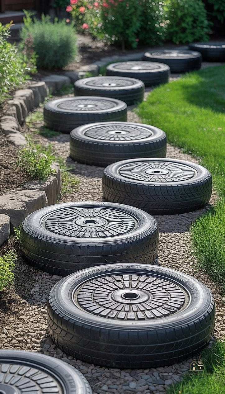 25 Simple Cheap Walkway Ideas Diy That Are Totally Doable 17 Recycled Tire Pavers