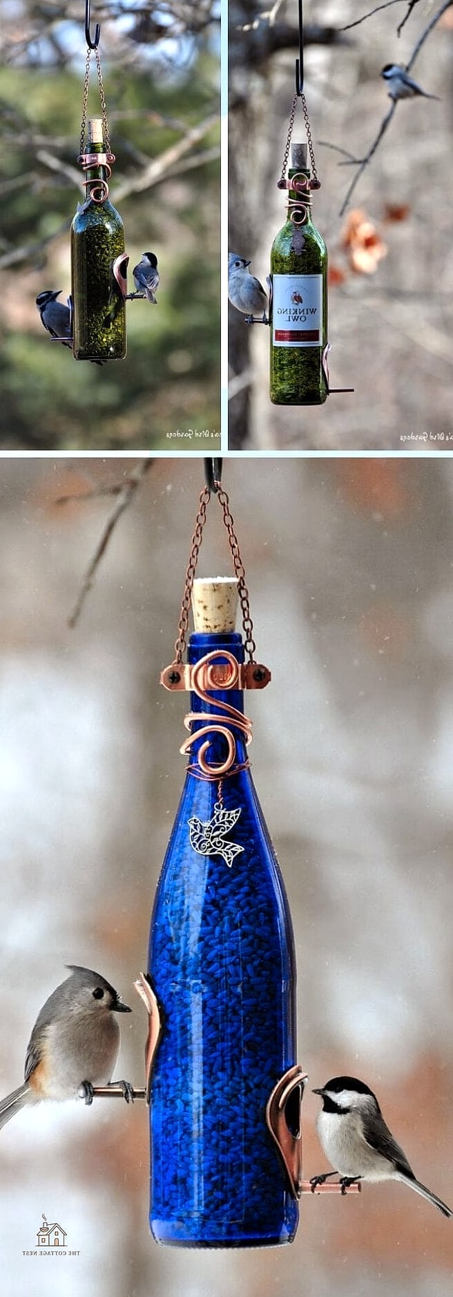 20 Clever Unique Bird Houses for Every Style 9 Recycled Wine Bottle House
