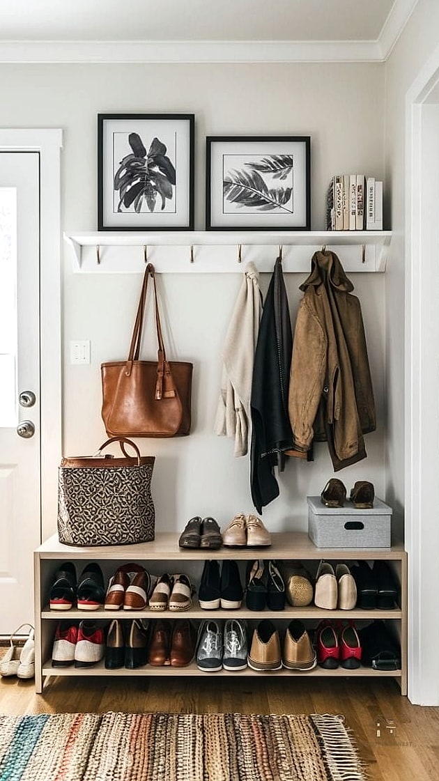 40 Amazing Small Entryway Shoe Storage Ideas on a Budget 38 Removable Adhesive Hooks for Small Shoes