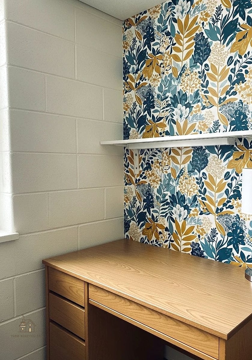 50 Amazing College Dorm Room Ideas on a Budget 5 Removable Wallpaper Accent