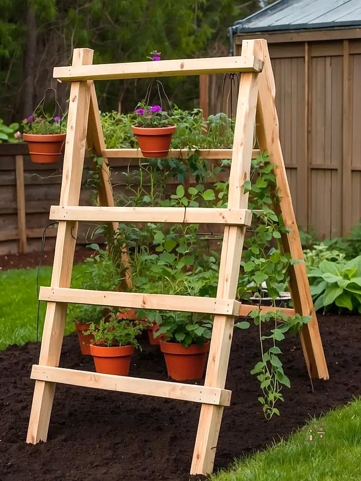Repurposed Bed Frame Trellis