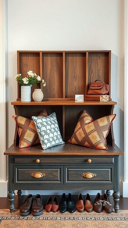 30 Amazing Entryway Bench Ideas on a Budget 2 Repurposed Dresser Turned Bench