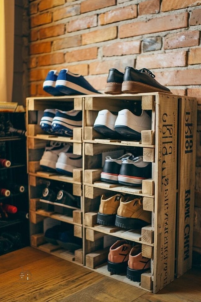 35 Chic Shoe Storage Ideas For Small Garages for a Beautiful Home 12 Repurposed Wine Rack for Shoes