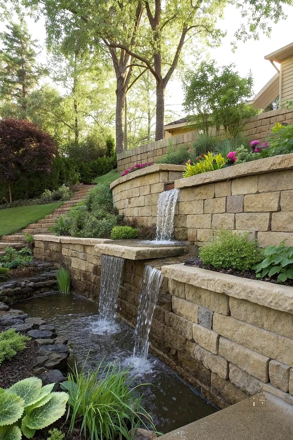 30 Beautiful Retaining Wall Ideas to Transform Your Space 17 Retaining Walls with Cascading Water Features