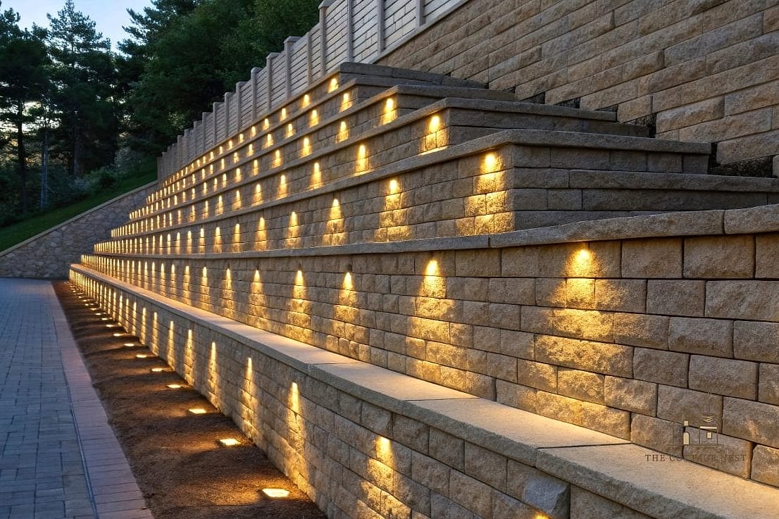 30 Beautiful Retaining Wall Ideas to Transform Your Space 20 Retaining Walls with Uplighting