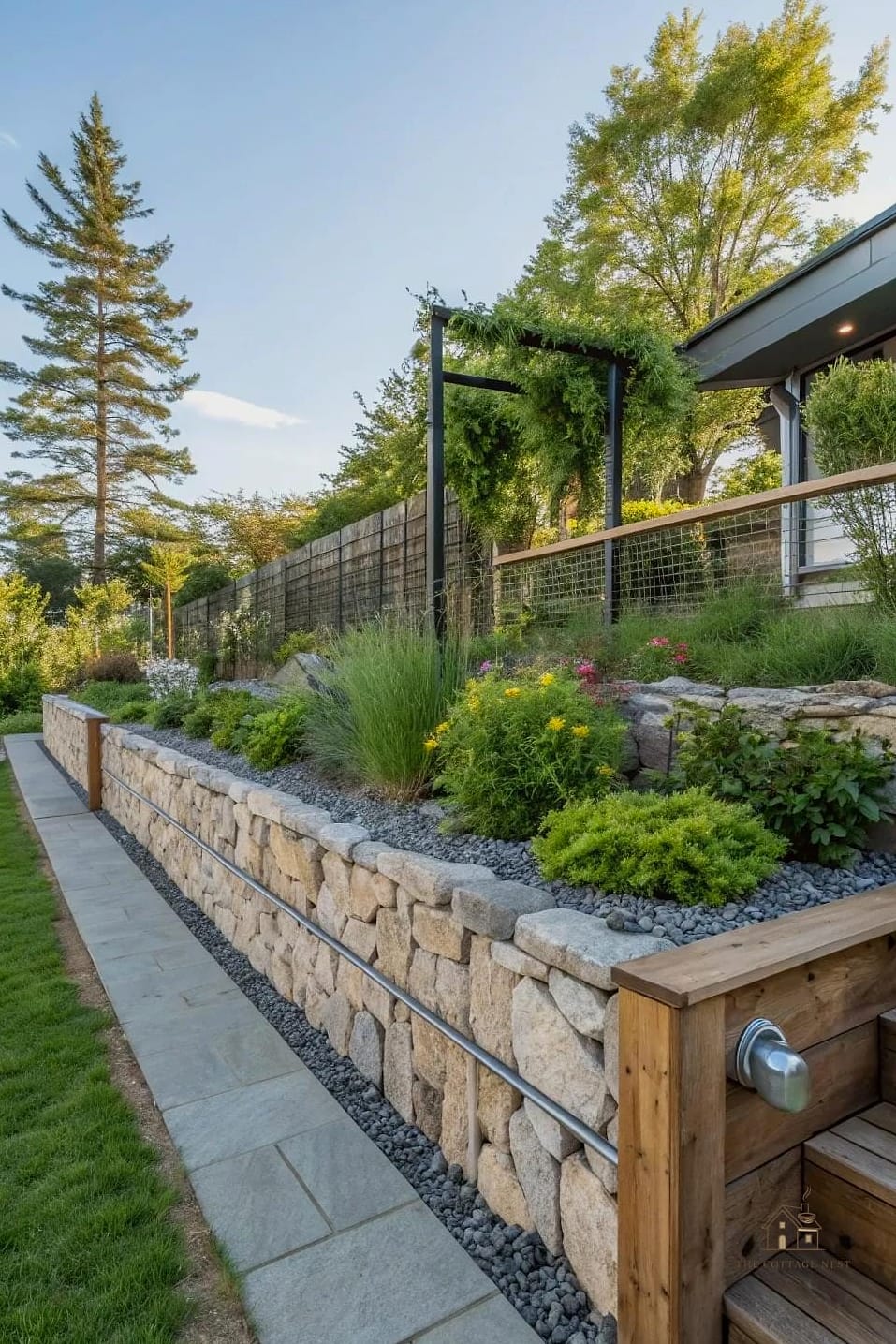 30 Beautiful Retaining Wall Ideas to Transform Your Space 26 Retaining Walls with Mixed Materials