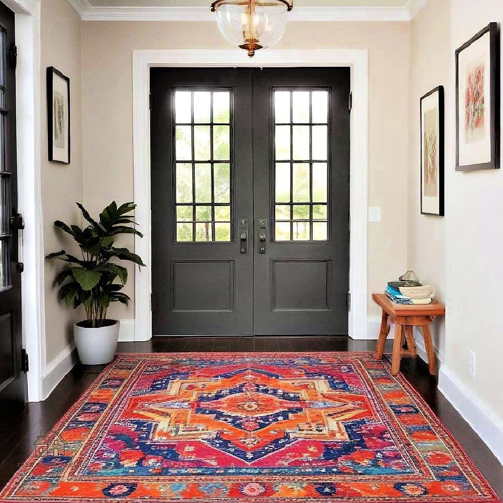 30 Clever Entryway Rug Ideas for Every Style 26 Reversible Outdoor Rug for a Covered Porch Entry