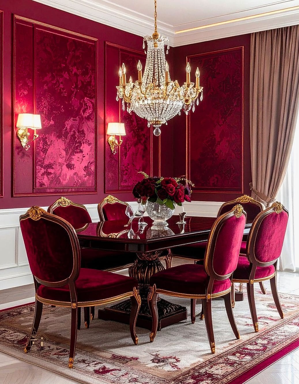 45 Gorgeous Dining Room Paint Color Ideas That Are Totally Doable 9 Rich Burgundy