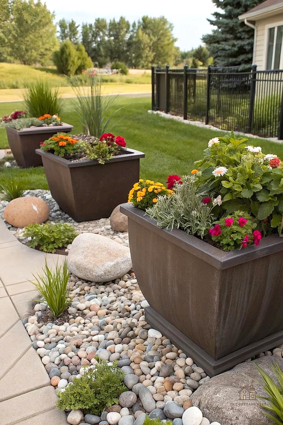 Rock Garden with Raised Planters