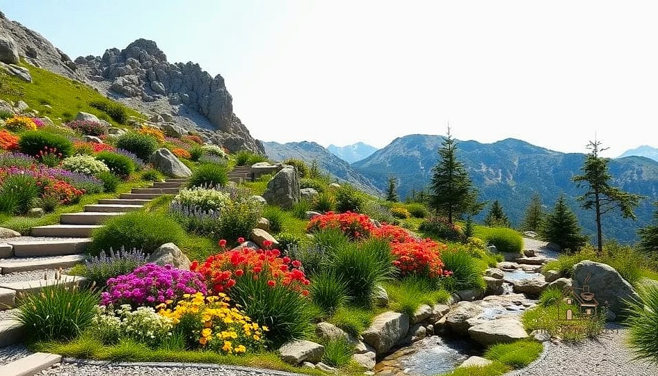 A Rock Garden with Alpine Plants