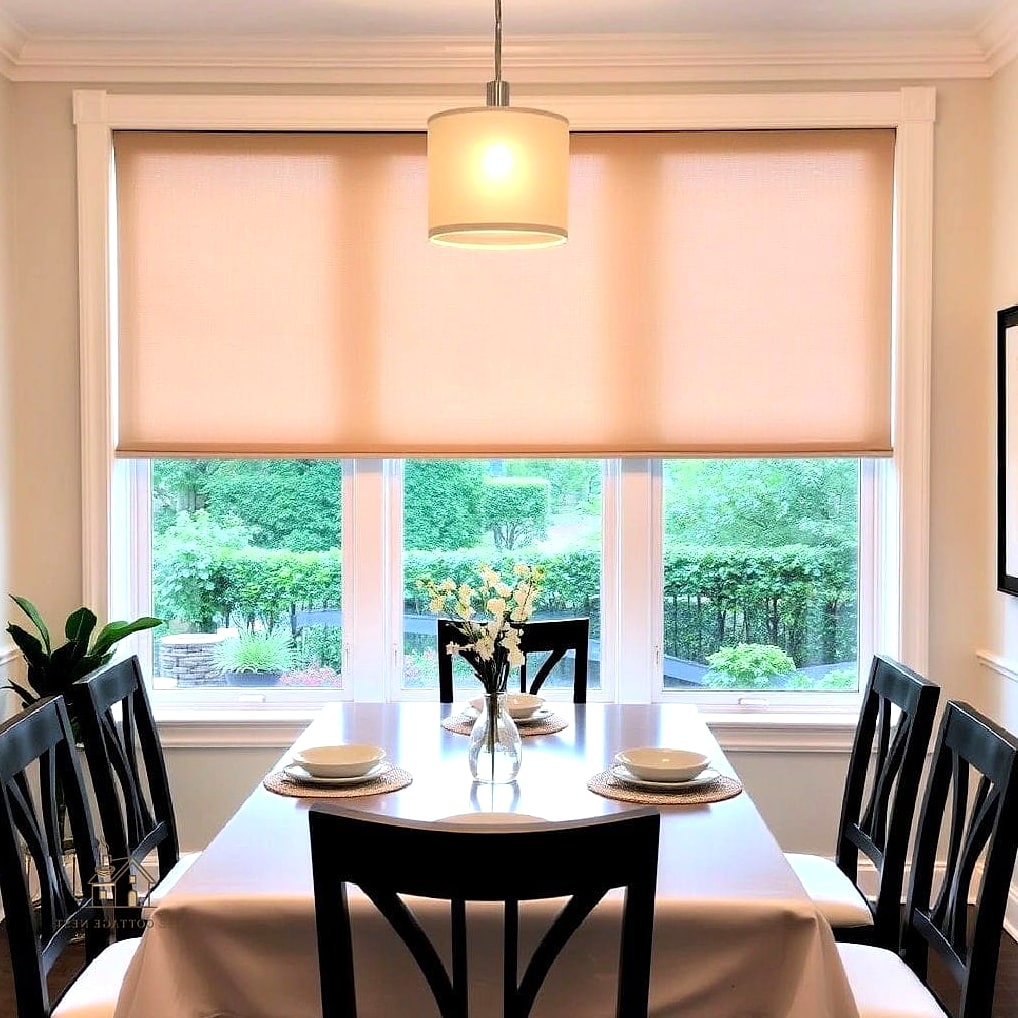 30 Amazing Dining Room Window Treatments on a Budget 9 Roller Shades in a Bold Color