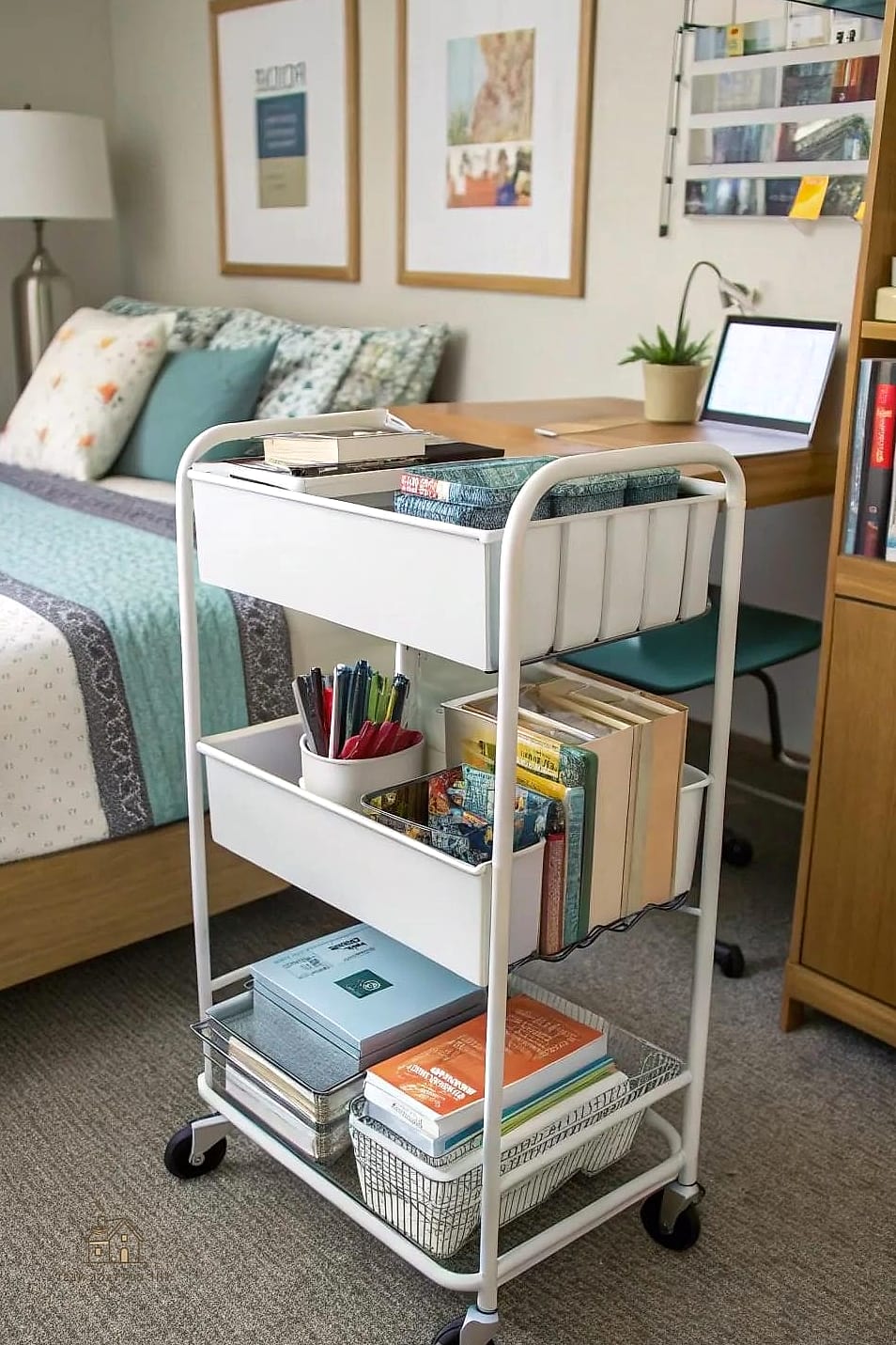 50 Amazing College Dorm Room Ideas on a Budget 26 Rolling Storage Cart
