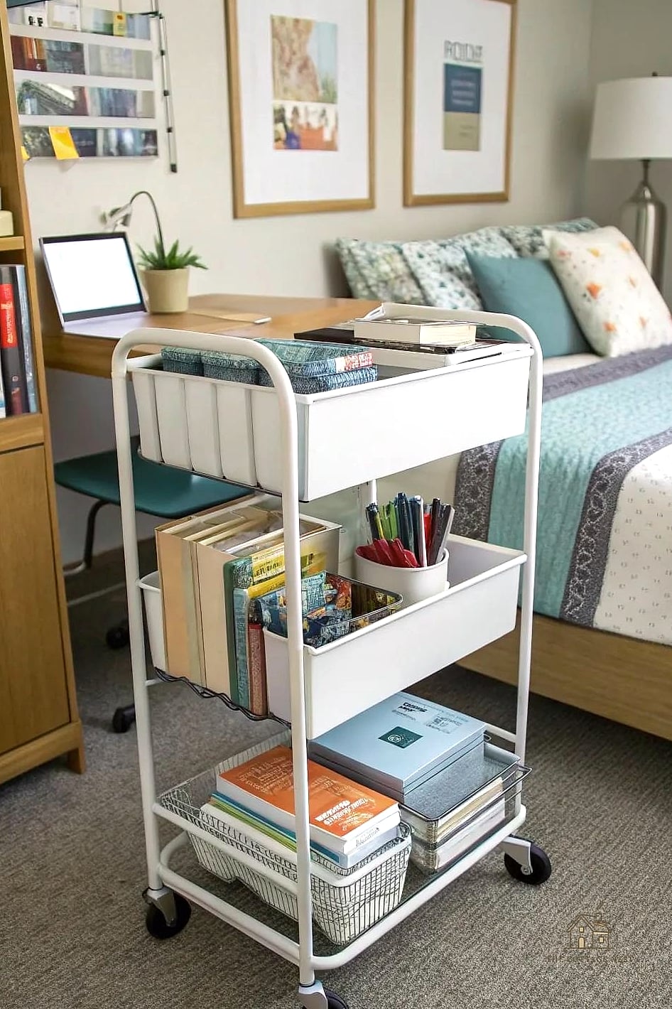 50 Amazing College Dorm Room Ideas For Guys on a Budget 10 Rolling Storage Cart