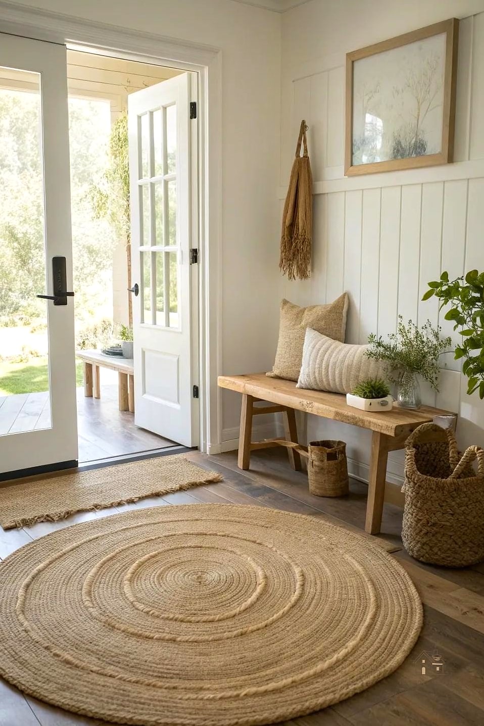35 Brilliant Small Entryway Rug Ideas to Copy Right Now 11 Round Rug for an Angled or Awkward Entry
