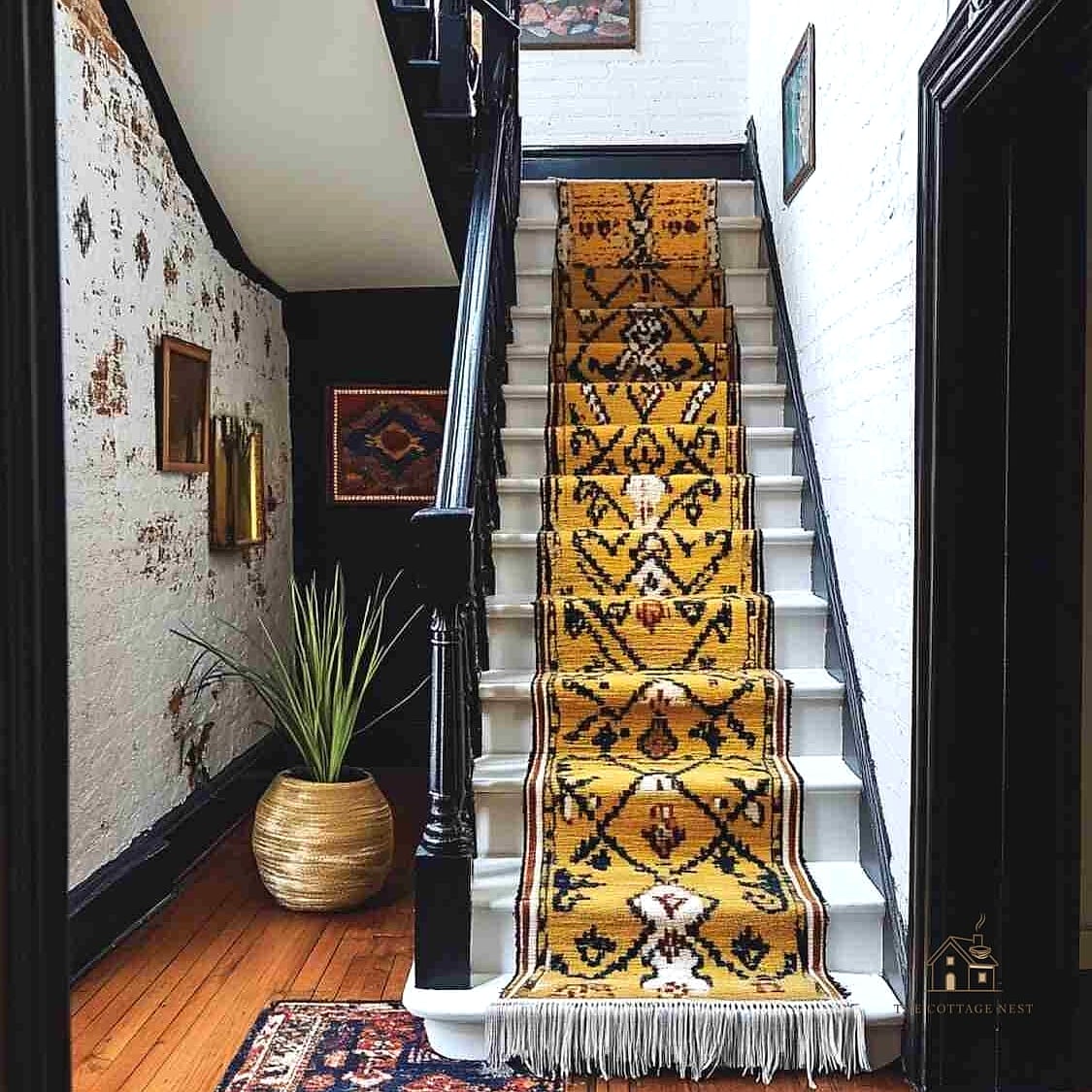 25 Brilliant Stair Runners Ideas to Copy Right Now 17 Runner with a Fringe or Tassel Edge