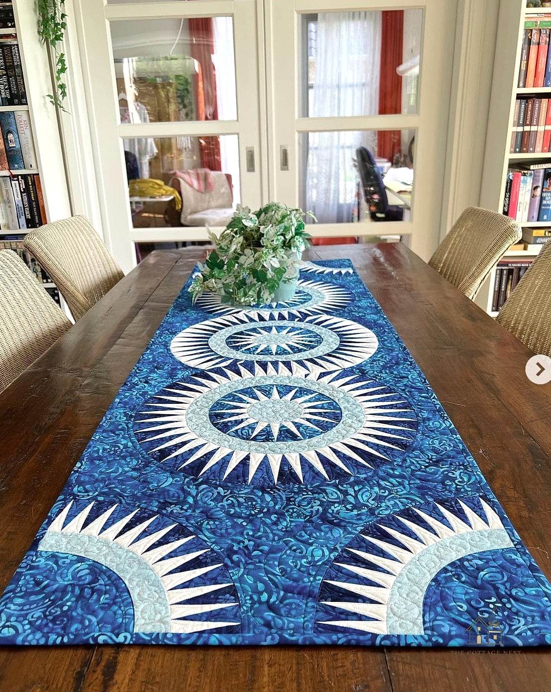 40 Beautiful Dining Room Table Decor Ideas to Transform Your Space 21 A Runner Made from Vintage Fabric