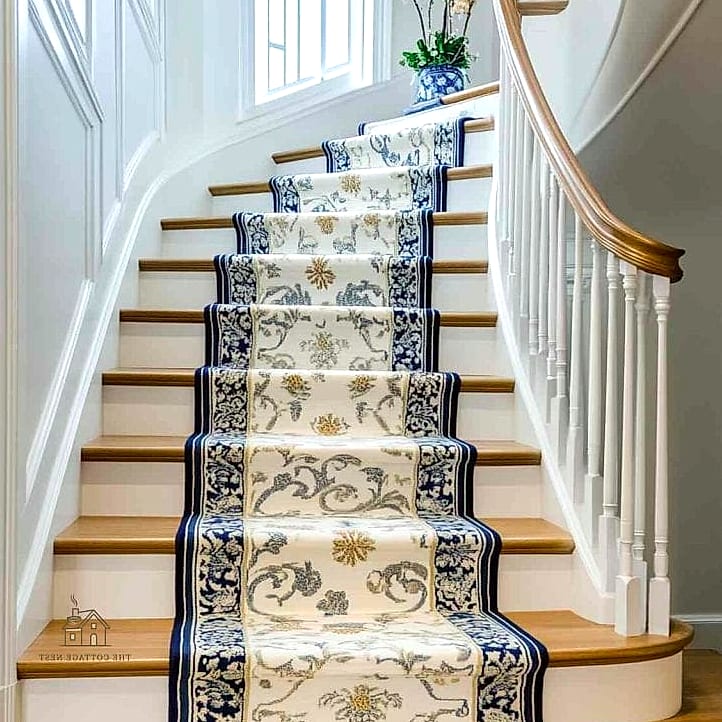 25 Brilliant Stair Runners Ideas to Copy Right Now 21 Runner Paired with Painted Stair Risers