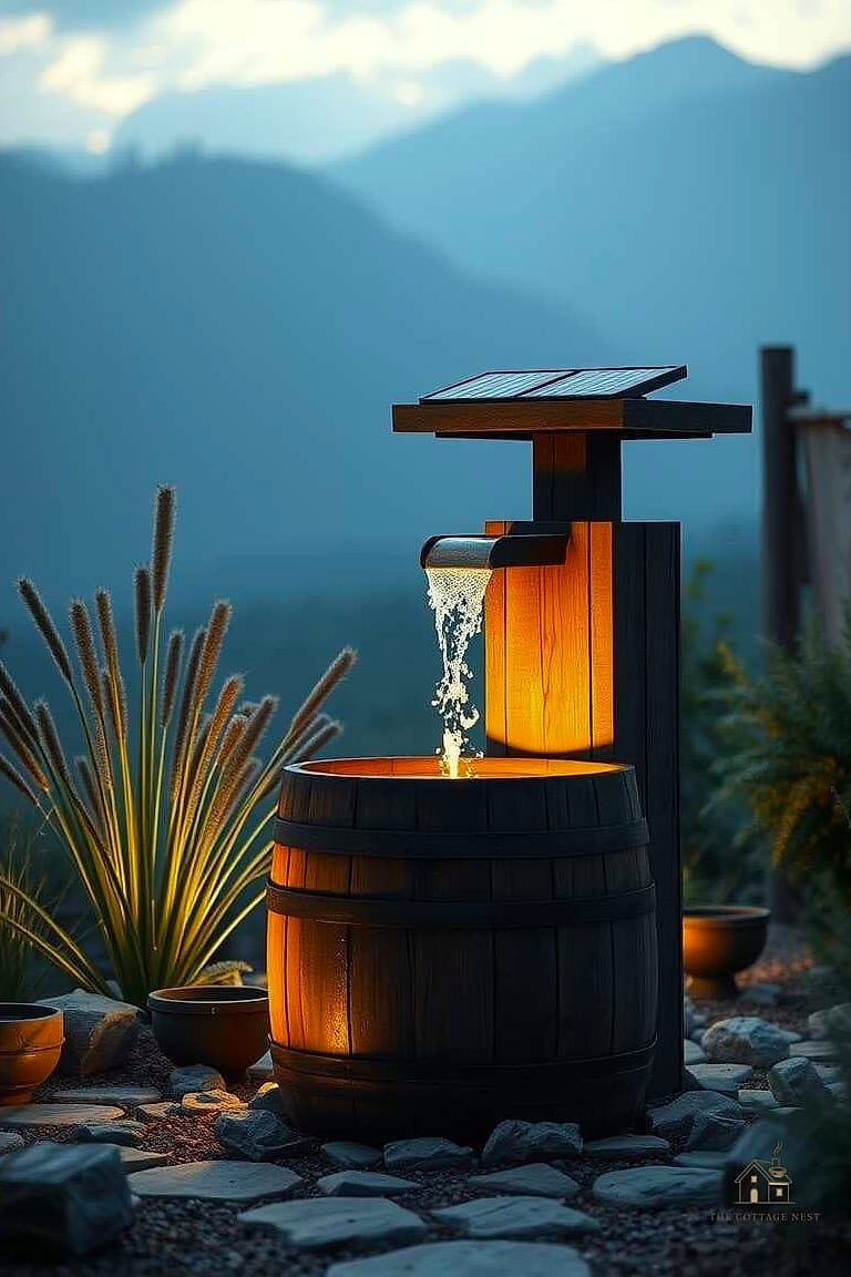 Rustic Barrel Fountain