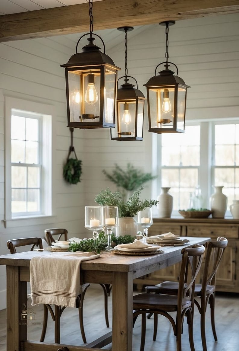 40 Beautiful Dining Room Table Decor Ideas to Transform Your Space 28 A Rustic Lantern Centerpiece