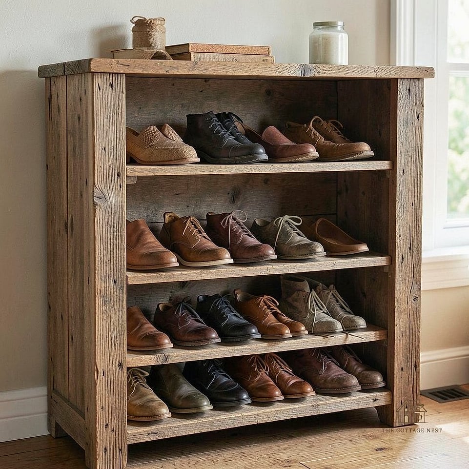 Rustic Wood Crate Shelving