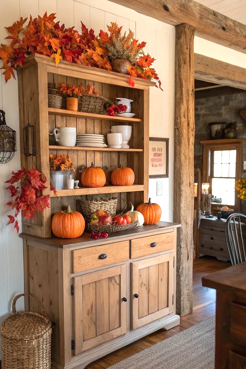 30 Dreamy Fall Hutch Decor Ideas to Try This Season 21 Rustic Wood Slice Coasters and Trays