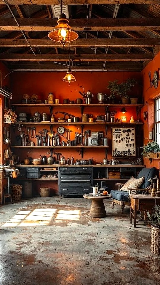 45 Chic Garage Painting Ideas for a Beautiful Home 21 Rust Orange for Industrial Charm