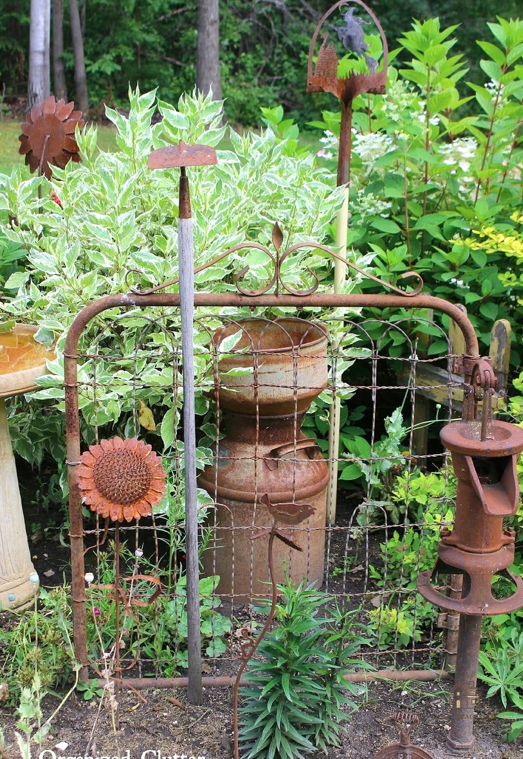 50 Clever Junk Garden Ideas Repurposed for Every Style 23 Rusty Gate Garden Art