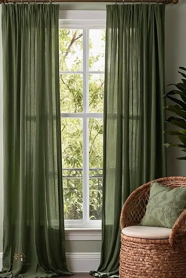 40 Dreamy Green Dorm Room Ideas to Try This Season 11 Sage Curtains Over a Boring Window